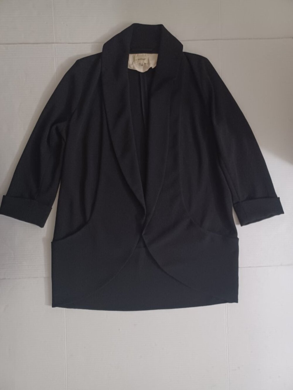 ARITZIA WILFRED CHEVALIER BLAZER LIGHTWEIGHT DRAPED OPEN FRONT BLACK SIZE 8 - Picture 13 of 15